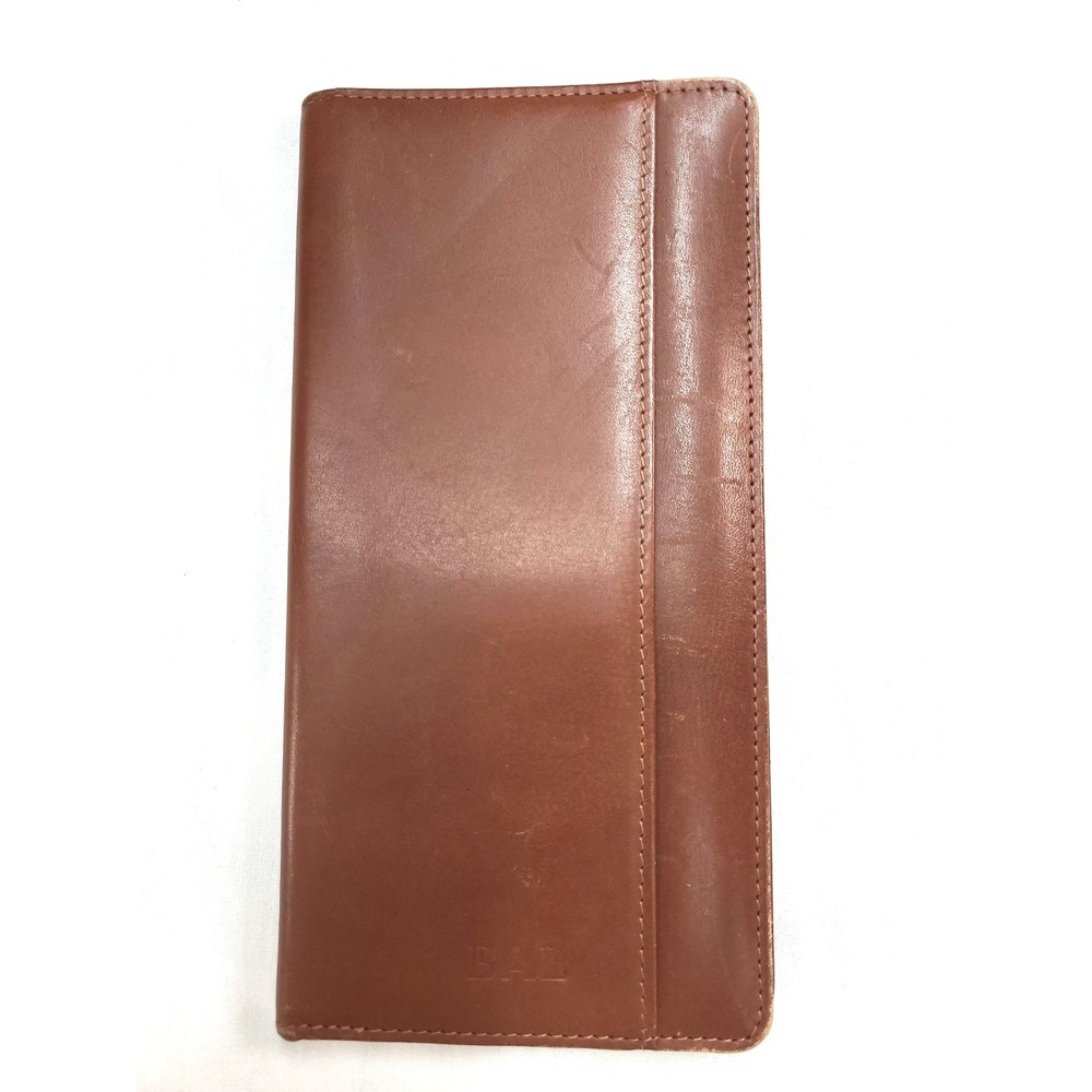 Brown Leather Breast Pocket Wallet Passport Travel Barrington BAL Monogrammed
